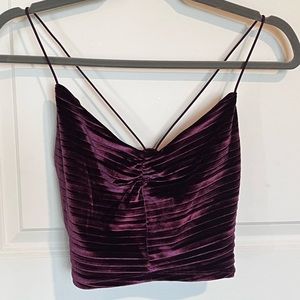 Wild Fable Crushed Velvet Ruched Crop Top Thin Straps